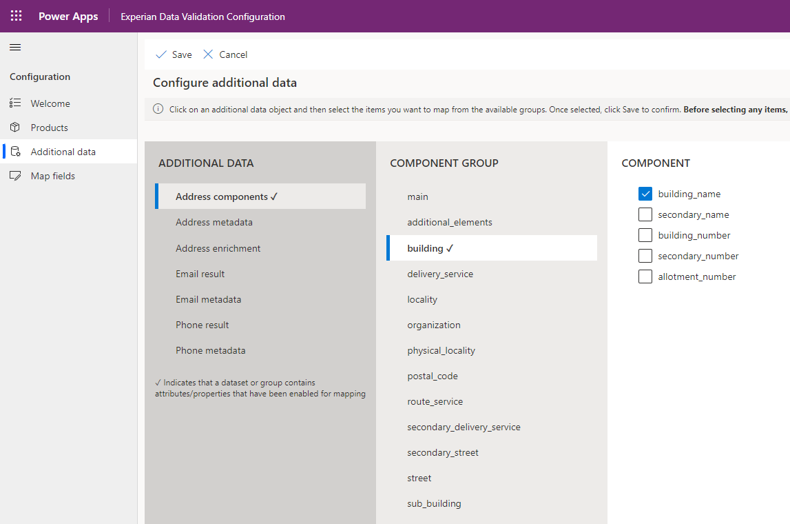 Selecting address components