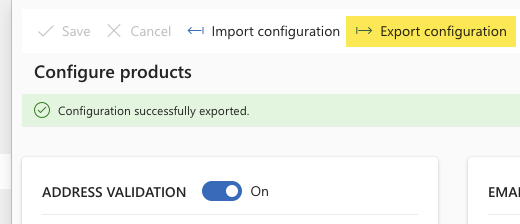 Configuration successfully exported