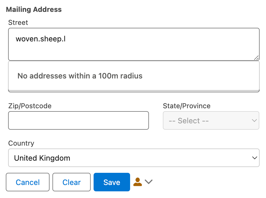 No addresses within 100m