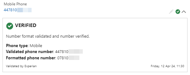 Phone number verified