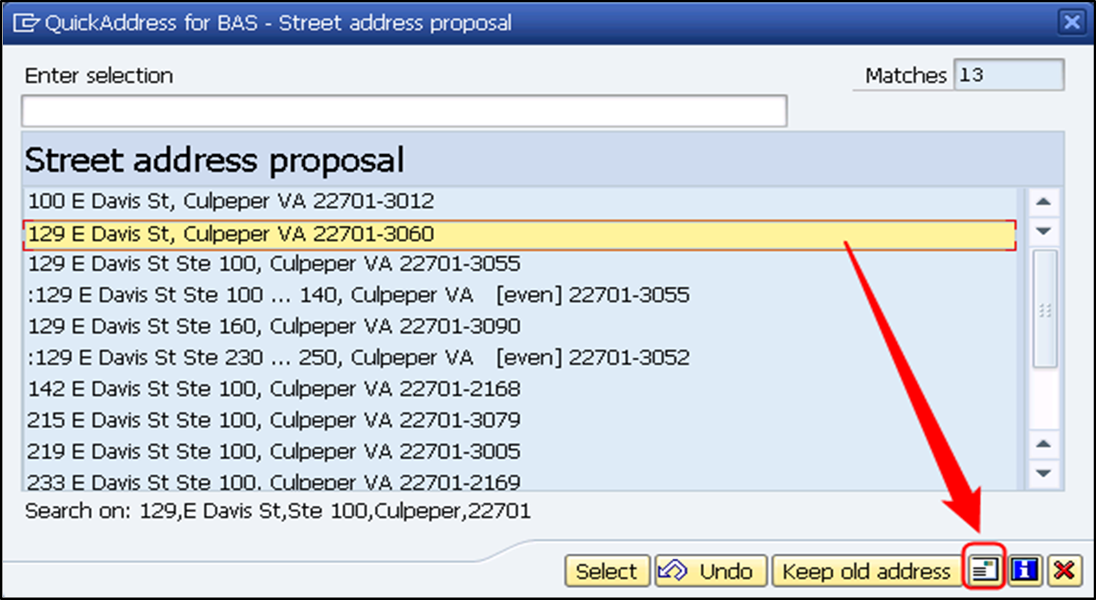 Address mapping popup window