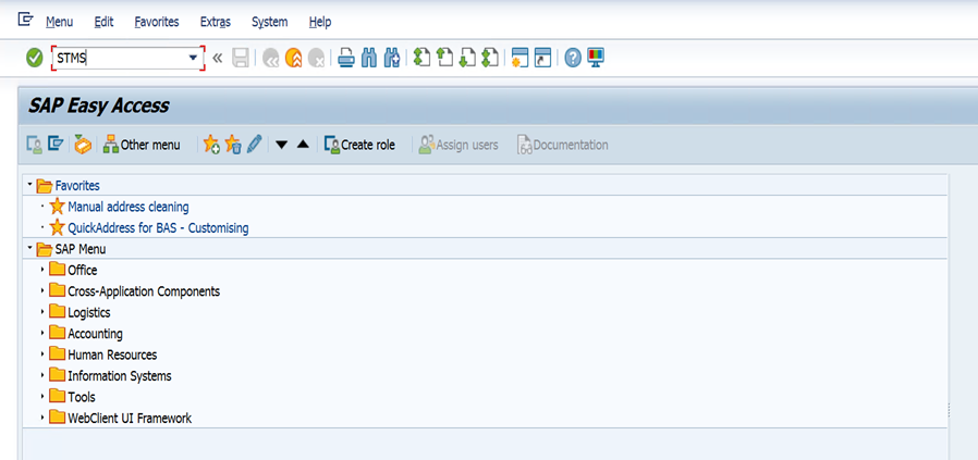 SAP transaction code field